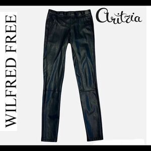 Aritzia Wilfred free black faux leather vegan stretchy leggings size extra small